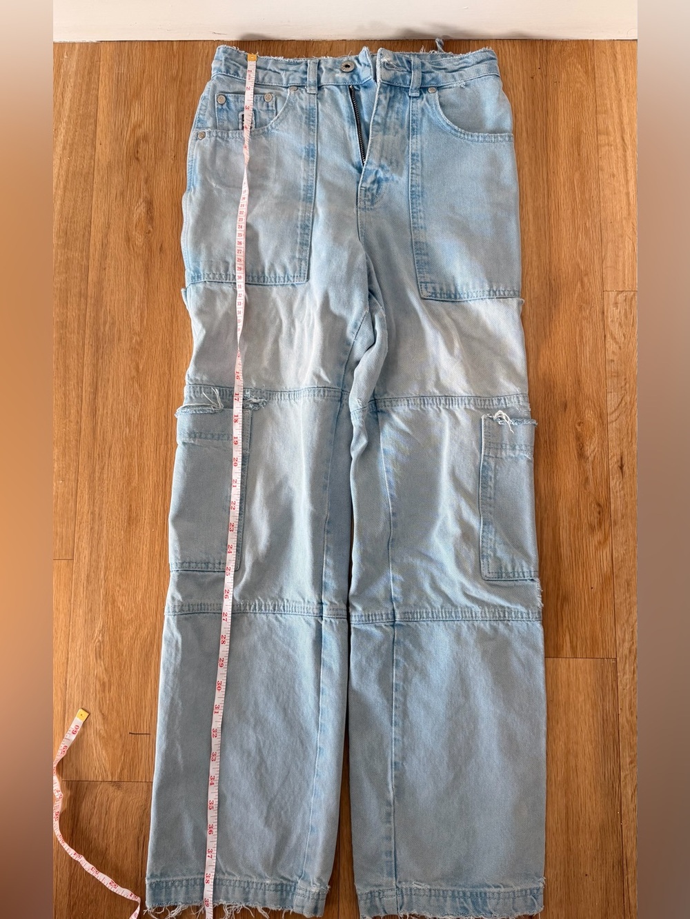 RAGGED JEANS Light Blue Women’s Wide-Leg Patchwork Jeans